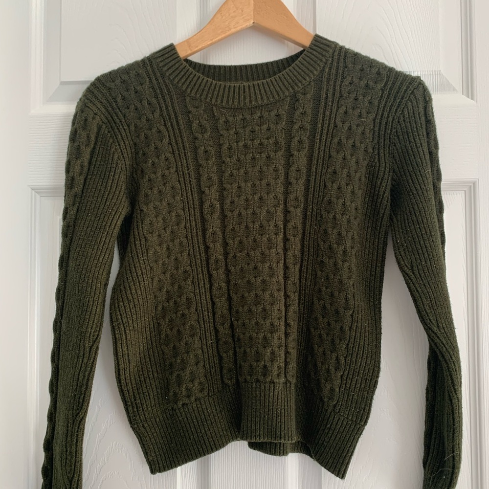 American Apparel Dark Green Cable Knit Sweater